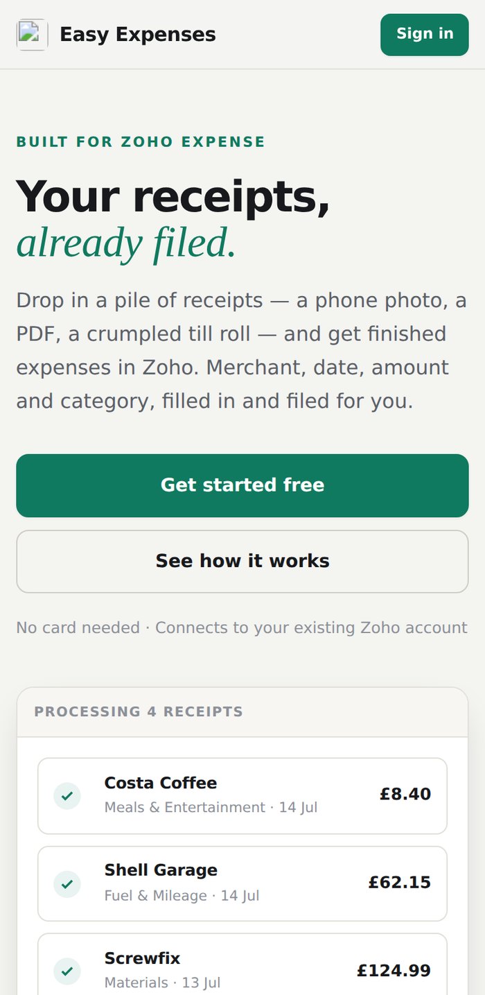 Easy Expenses on a phone